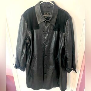 Genuine Leather Lined Long Coat with Unused Belt